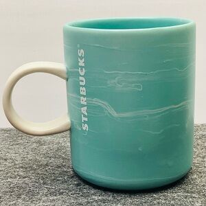 Like New 2019 Starbucks Aqua Blue Marbled 12oz Ceramic Coffee Mug Collectable